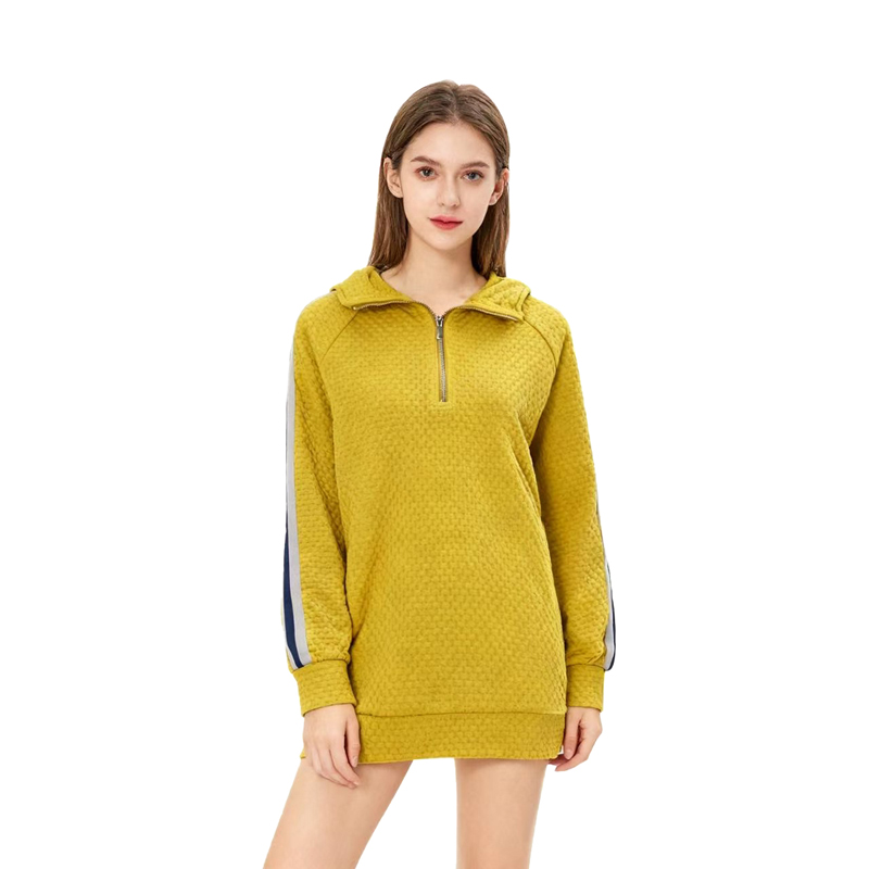 【D玛纳】翻领卫衣拼色中长款设计时尚休闲简约舒适百搭DMA409