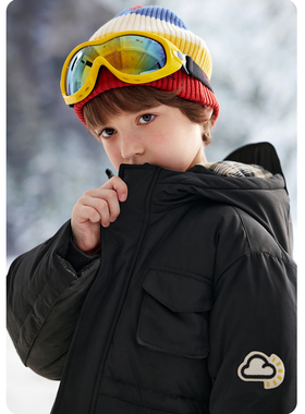 【马】儿童百搭宽松保暖连帽羽绒服简约舒适洋气休闲潮流范MA77