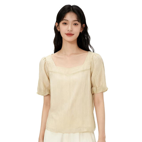 【D玛纳】女式上衣轻奢小众设计简约休闲舒适透气修身短袖DMA868