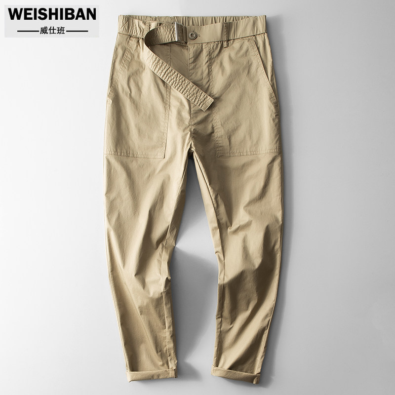 春夏潮流休閑九分褲男松緊腰頭明線口袋設計工裝長褲舒適運動男褲在類目 男裝, 休閒褲中 - 來自Buy2taobao.com提供專業的淘寶代購服務