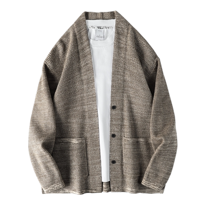 开衫针织V领花线毛衣外套简约潮