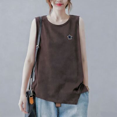 纯棉美式复古宽松百搭女背心