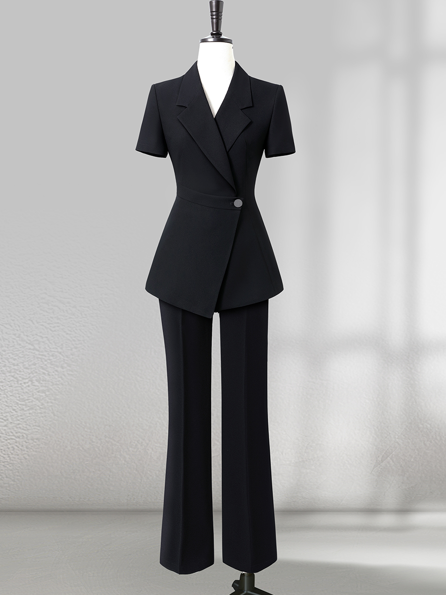 Short sleeve Suit female 2025 The new summer Thin money black temperament commute high-end occupation leisure time coverall
