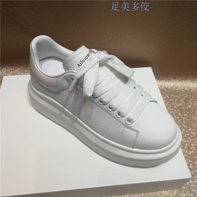 雅猫伯莎真皮麦昆小白鞋2026新款幻彩色厚底增高休闲板鞋女5.5cm