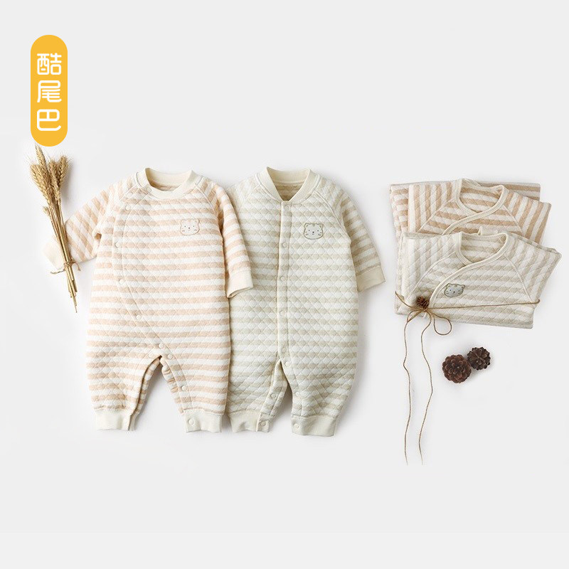 酷尾巴新生儿婴儿连体衣服秋冬打底长袖夹棉哈衣和尚服爬爬服彩棉,童装/婴儿装/亲子装,连身衣/爬服/哈衣,淘宝优惠券,粉丝福利购,淘宝优惠卷
