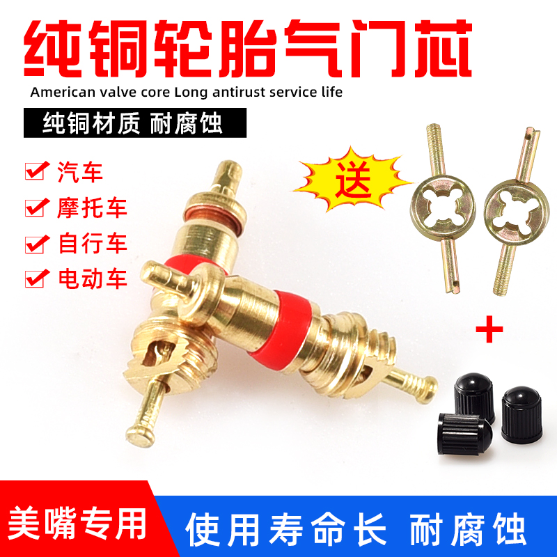 速发铜帽气门芯汽车气门针电动摩托自行车真空单嘴制胎车配件大全