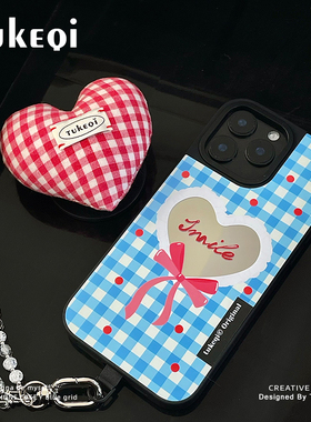 兔可七 原创蓝格格可爱不撞款适用苹果17手机壳小众ins风保护壳高级情侣壳磁吸春日好看新款原创女格子超火