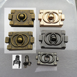 男女包金属配件长方形双环纹青古铜色金银黑色按钮锁扣小香果冻包