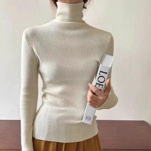 打底针织衫 2025堆堆领毛衣女修身 高领 80802 甜甜粉丝专享