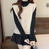 秋冬马甲韩版 上衣 女短款 学院风针织外穿百搭显瘦2025新款 韩范开衫