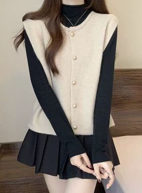 秋冬马甲韩版学院风针织外穿百搭显瘦2025新款韩范开衫女短款上衣