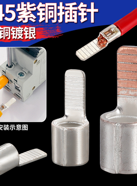 C45插片空开接线端子插针断路器紫铜压线铜鼻子电线并线冷压接头