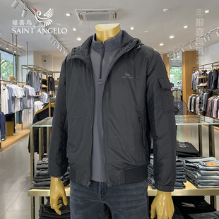 外套 青年时尚 报喜鸟亨利格兰双面穿男士 棉服秋冬黑色夹棉夹克冬季