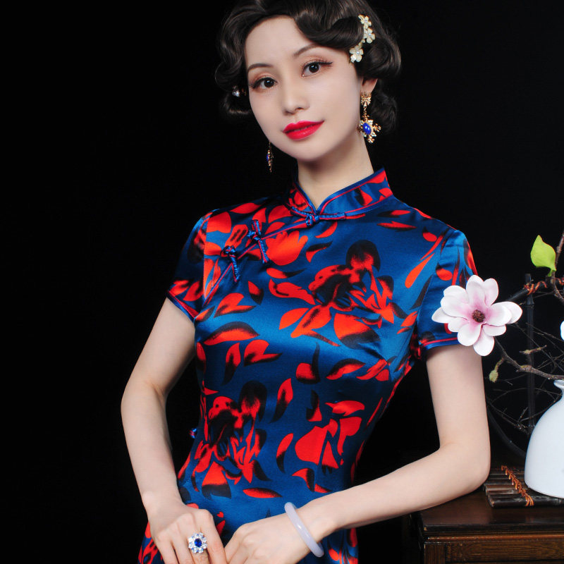 新中式改良真丝旗袍桑蚕丝短款小个子年轻款2024年新款夏季女日常