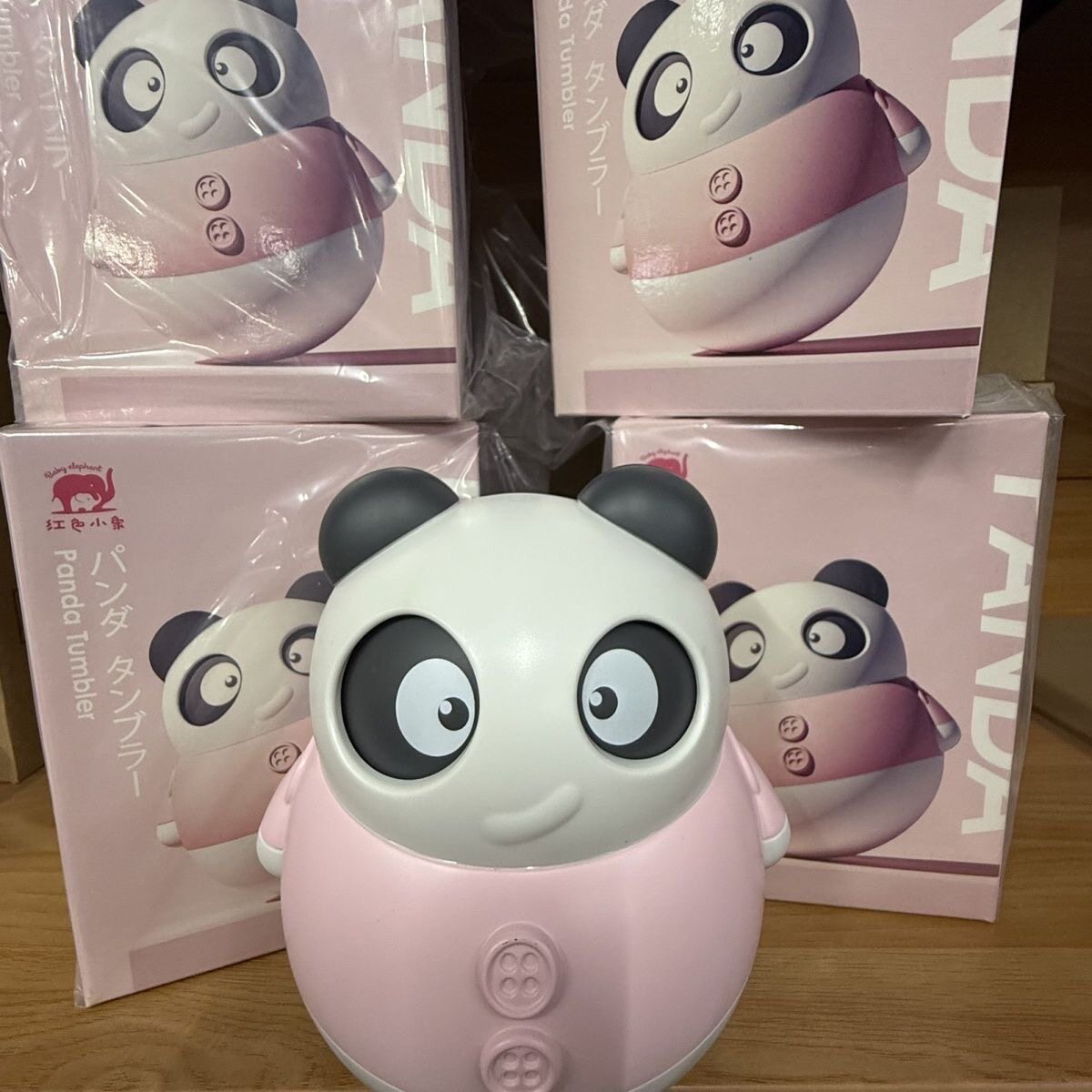 红色小象熊猫滚滚不倒翁摇摆时眼睛会动伴有铃铛声0岁以上宝宝