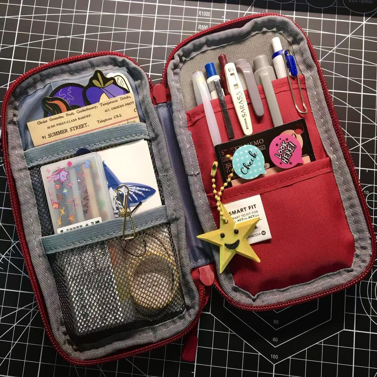 日系复古红笔袋多功能烧饼包文具袋收纳便携简约初中学生用铅笔盒,文具电教/文化用品/商务用品,笔袋,淘宝优惠券,粉丝福利购,淘宝优惠卷