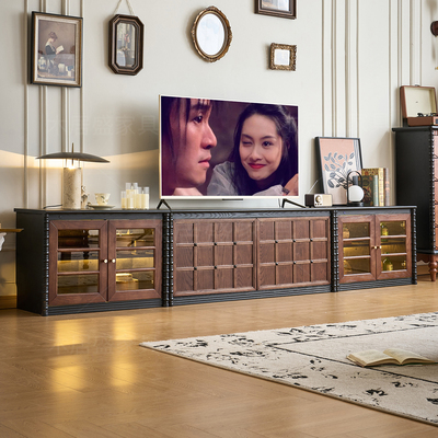 法式中古实木落地电视柜棋巧柜