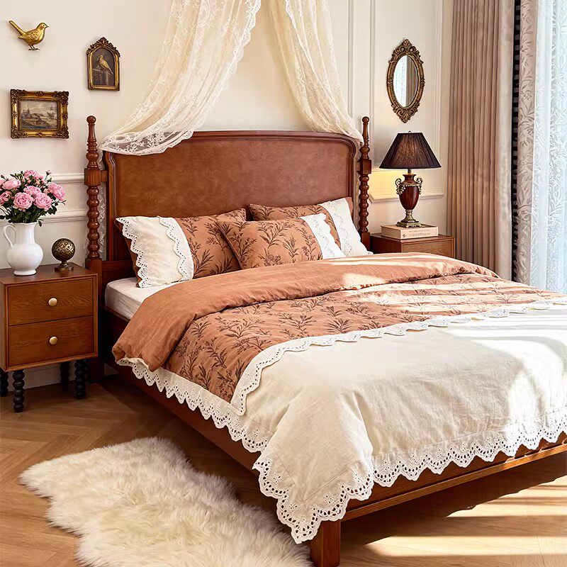 木居盛法式床实木床中古风床全实木主卧星空床复古风高级感手工床