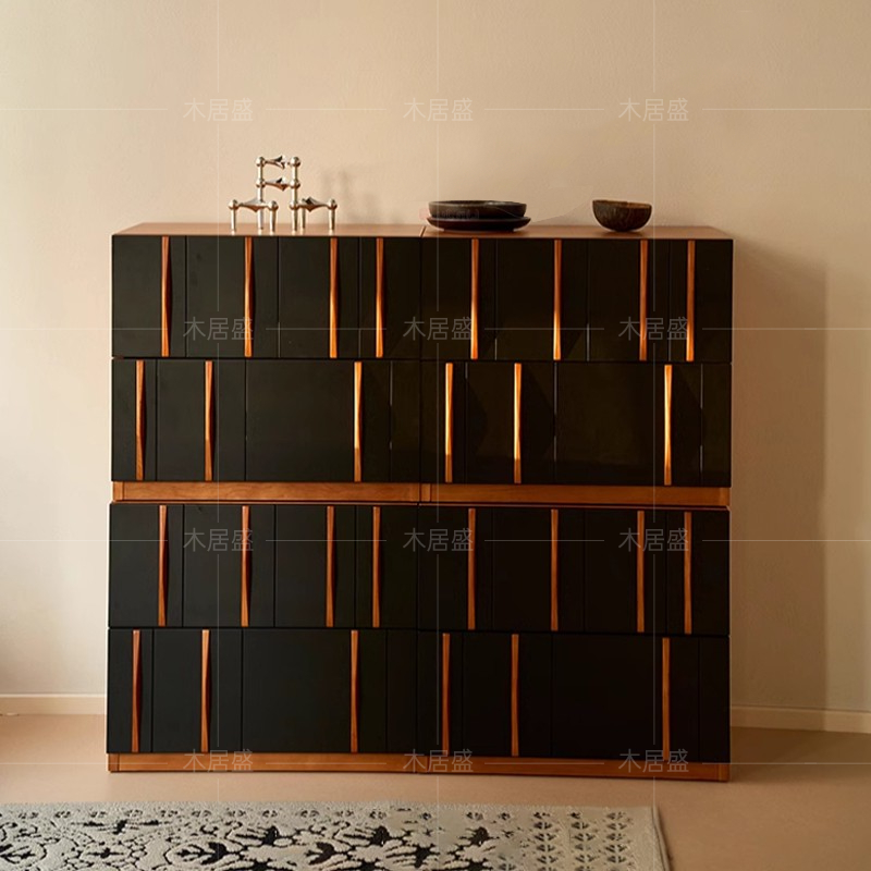 中古风实木收纳斗柜模块化自由组合抽屉储物柜客厅多功能抽屉柜子