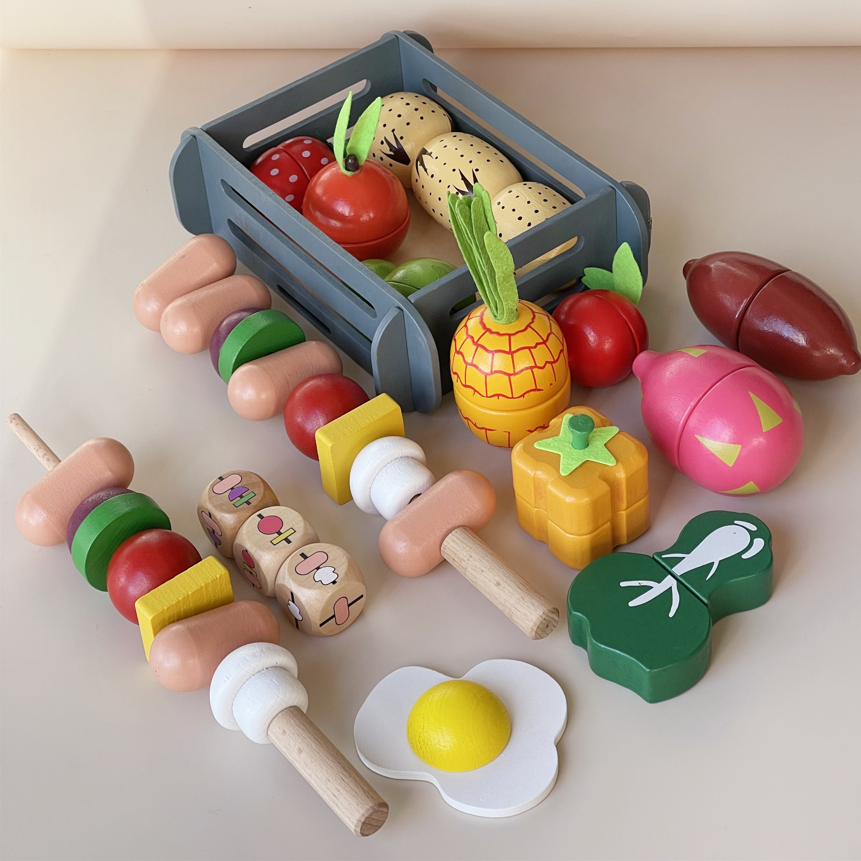 木质切切过家家烤串厨房儿童玩具