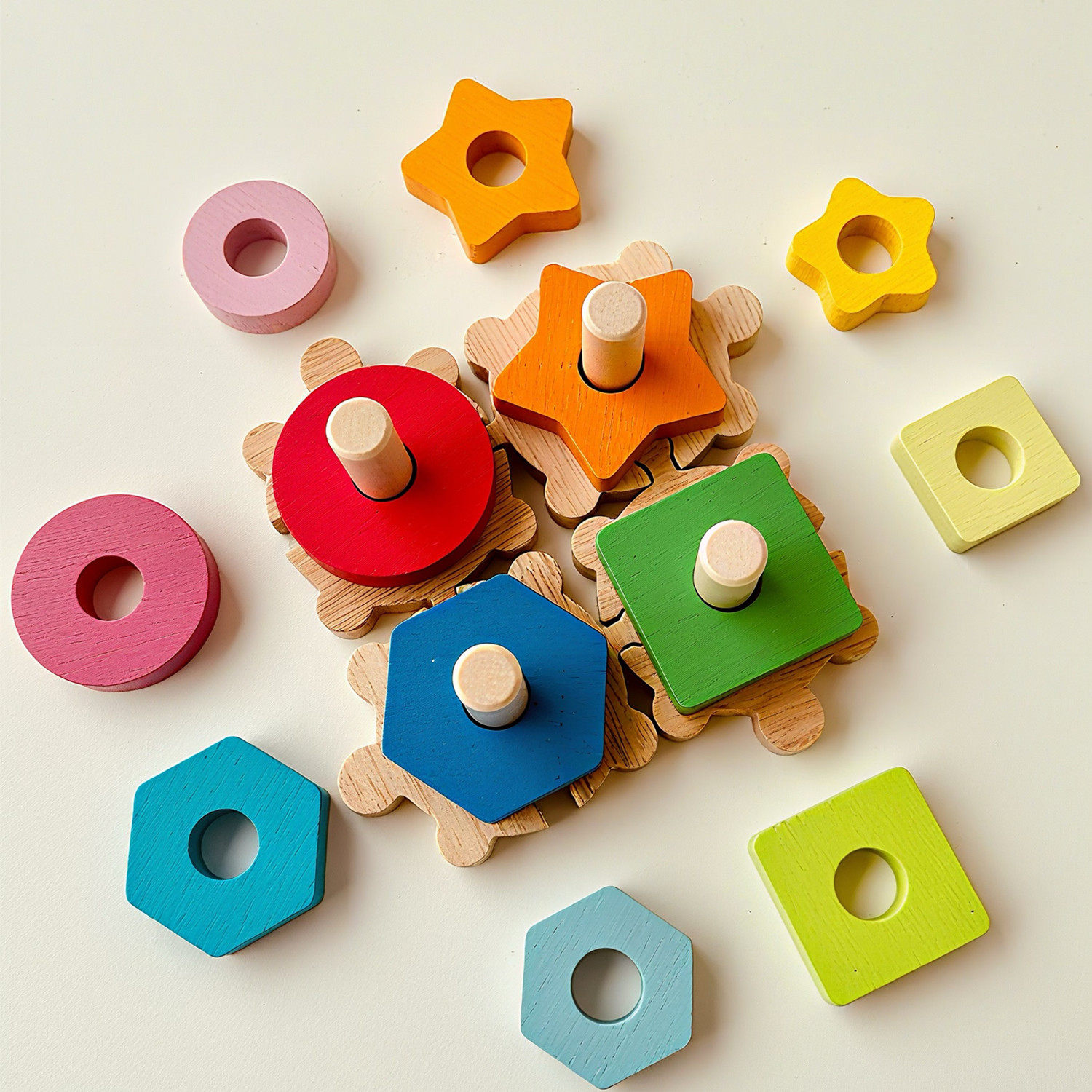 蒙氏配对套柱木质几何形状积木1-2-3岁宝宝早教彩虹套圈儿童玩具,玩具/童车/益智/积木/模型,其他形状认知/配对玩具,淘宝优惠券,粉丝福利购,淘宝优惠卷