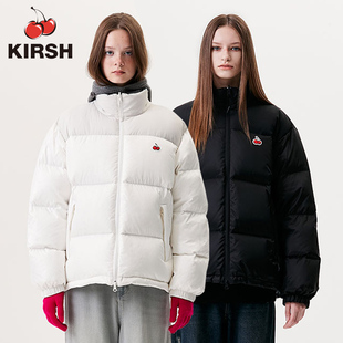 KIRSH樱桃羽绒服女款立领加厚学院风双面穿外套张元英同款面包服