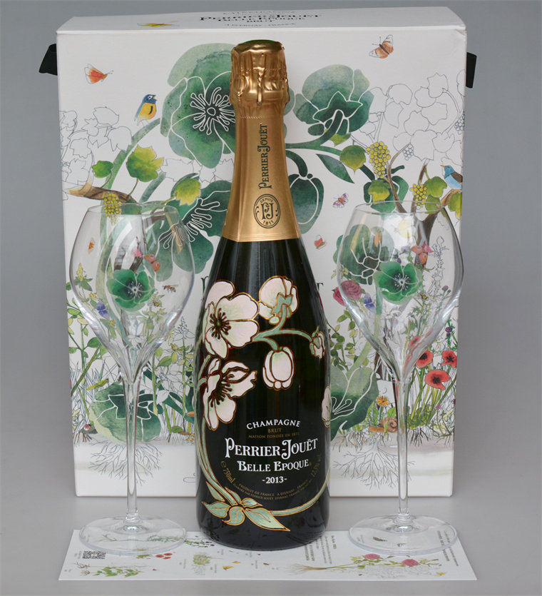 法国perrier-jouet巴黎之花美丽时光白中白香槟气泡限量礼盒洋酒