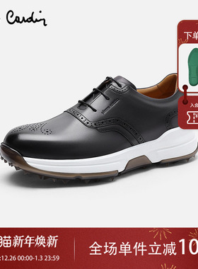 Pierre Cardin/皮尔卡丹男鞋减震防滑真皮男士高尔夫休闲鞋轻底