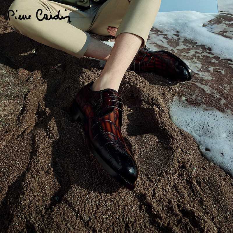 PierreCardin真皮底鳄鱼皮皮鞋