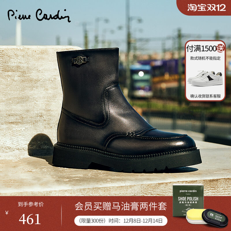 头层小牛皮骑士女靴花边擦色