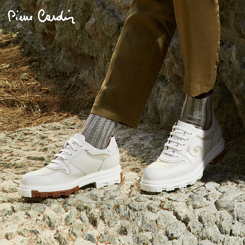 皮尔卡丹拉菲草拼接设计休闲鞋