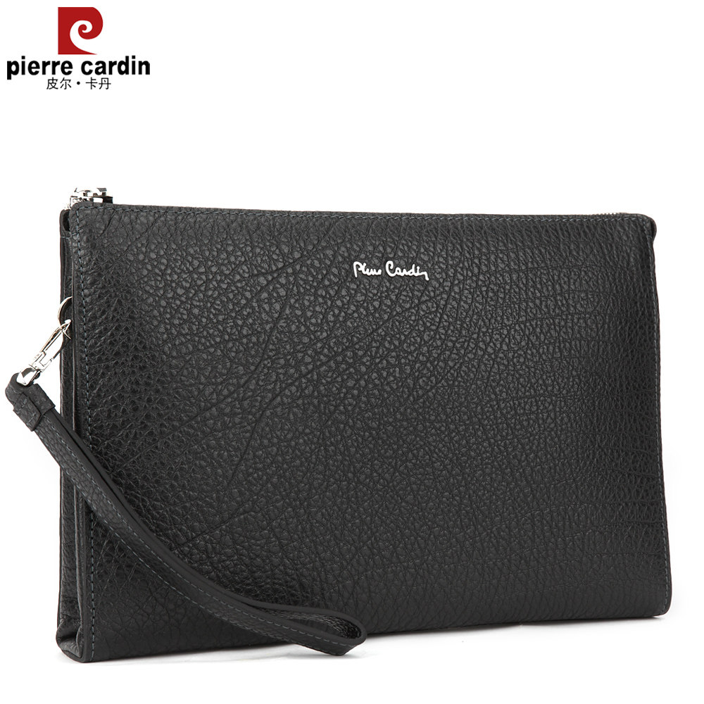 皮尔卡丹手包男真皮商务手拿包头层牛皮信封包休闲手抓包男正品潮