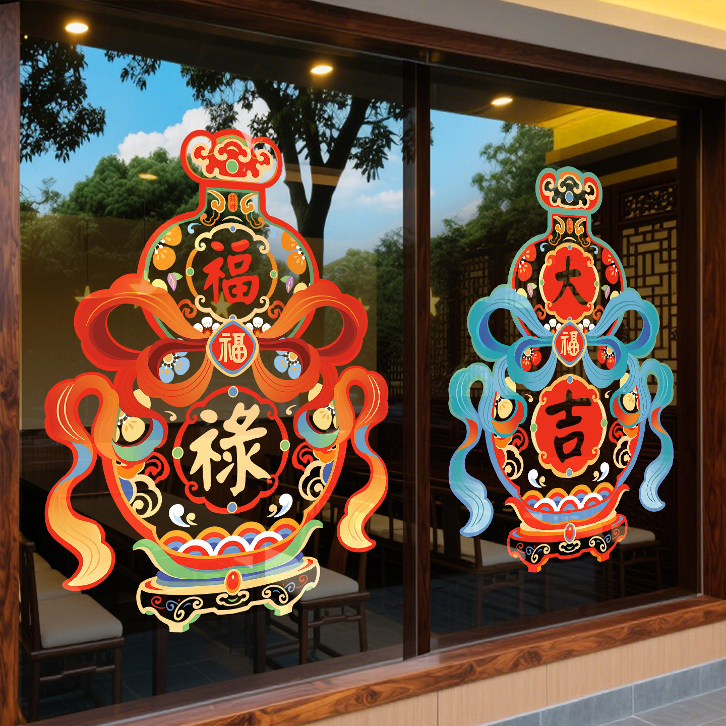 新年装饰贴纸福禄葫芦窗花