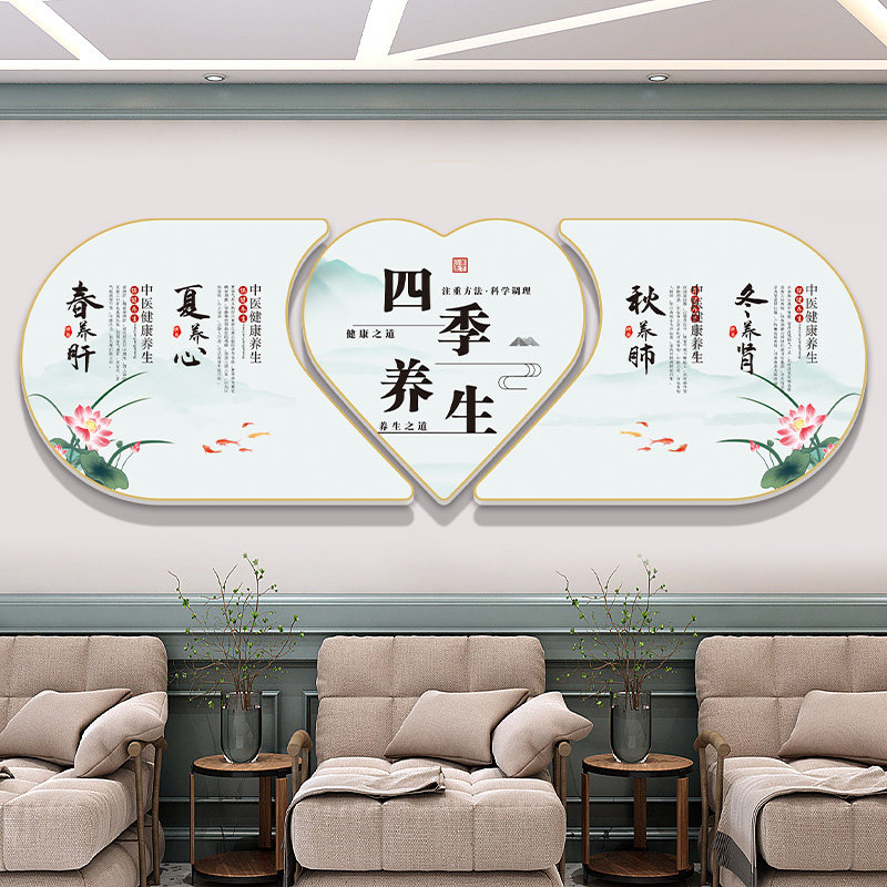 中医养生馆墙面装饰画美容院挂画四季养生宣传挂图理疗店文化墙贴