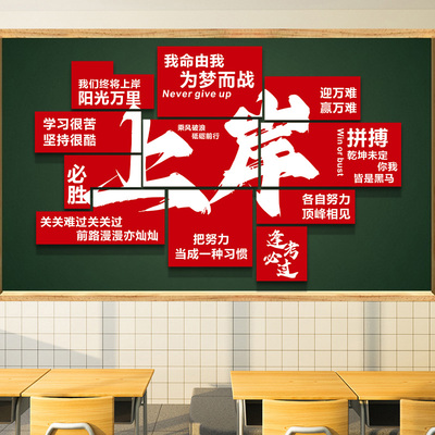 上岸全力以赴文化墙贴班级装饰培训机构教室黑板布置磁吸励志标语