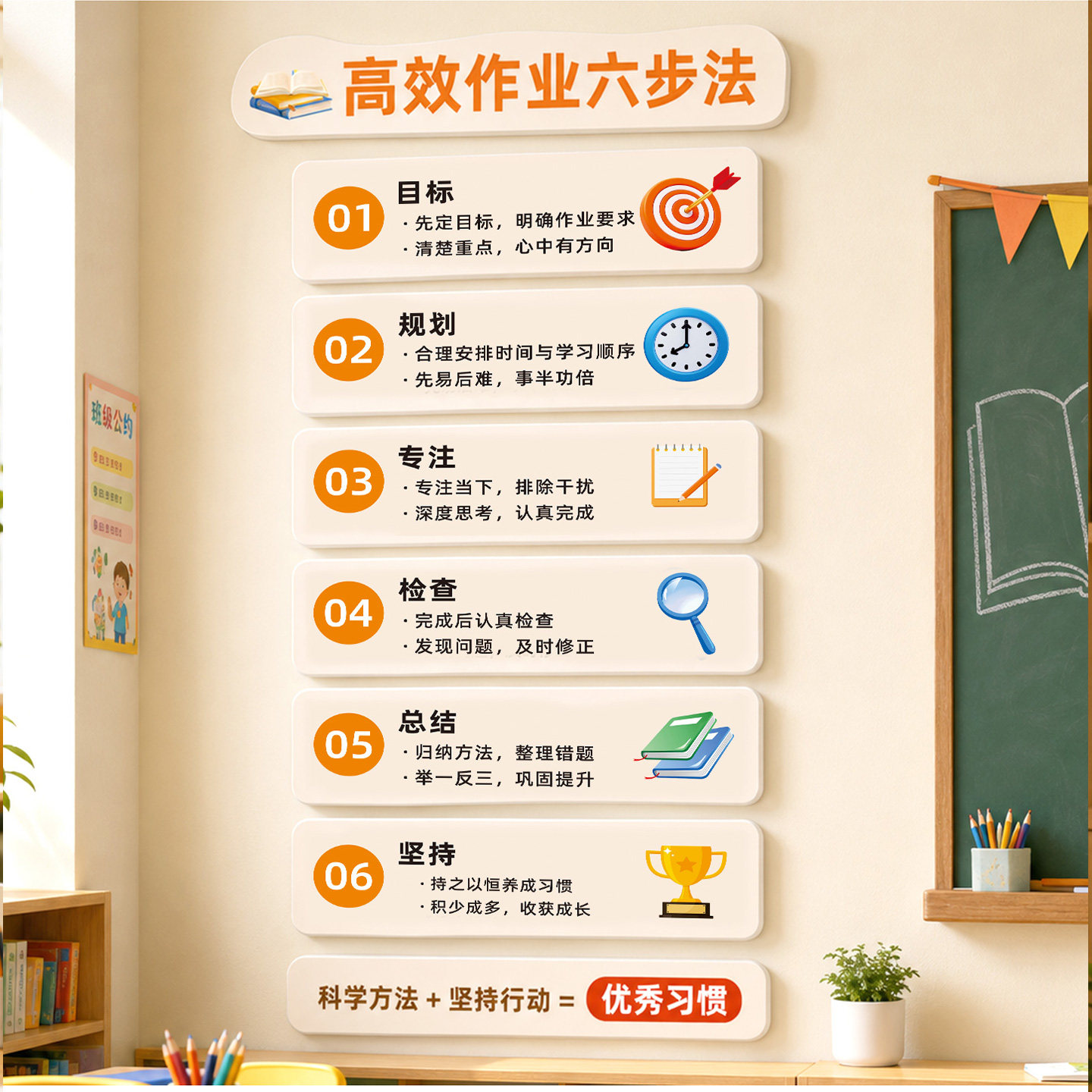 托管班墙面装饰小学初中班级装饰文化墙贴培训机构教室自习室布置图片