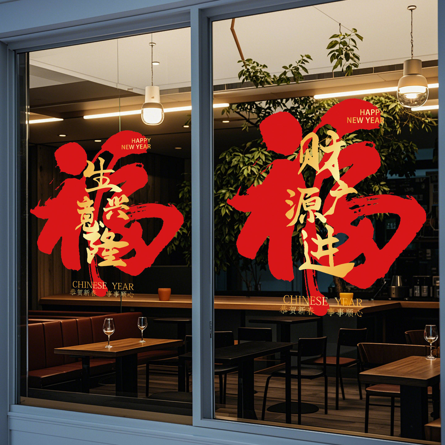 2026新年装饰生意兴隆财源广进玻璃贴纸店铺过年布置马年福字门贴,家居饰品,门贴,淘宝优惠券,粉丝福利购,淘宝优惠卷