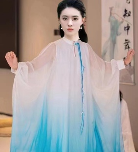 新款渐变色飘逸仙气连衣裙文艺复古禅意禅茶服高端国风导师禅舞服
