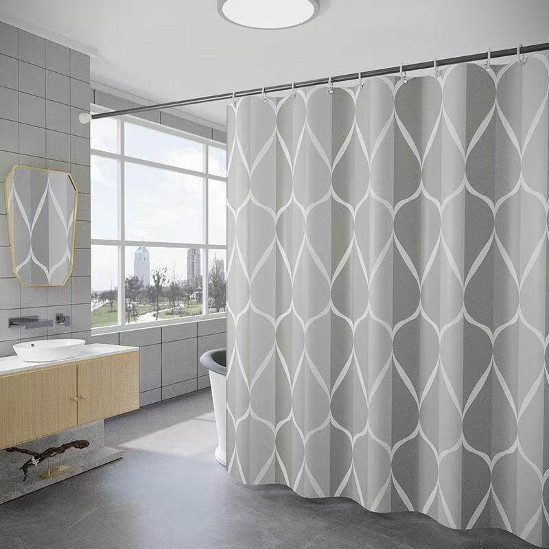斯麦尔加重金属条涤纶防水浴帘挡水帘子浴室帘防霉浴帘