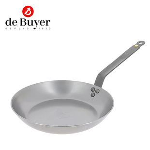 【订购】法国de Buyer碳钢圆形平底煎锅牛排熟铁锅无涂层26/28cm