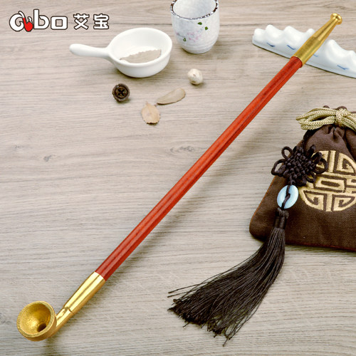 艾宝黄铜手工加长檀木烟斗