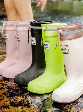 雨鞋女款高筒成人柔软日系时尚水鞋防水防滑加绒轻便耐磨雨靴LFY