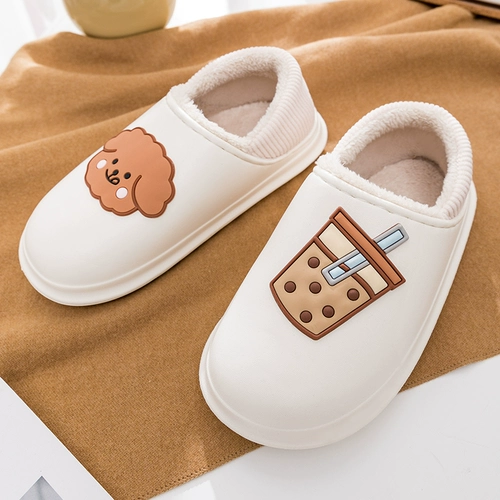 Мультяшные тапочки, зимняя нескользящая обувь для влюбленных, удерживающие тепло туфли на платформе
