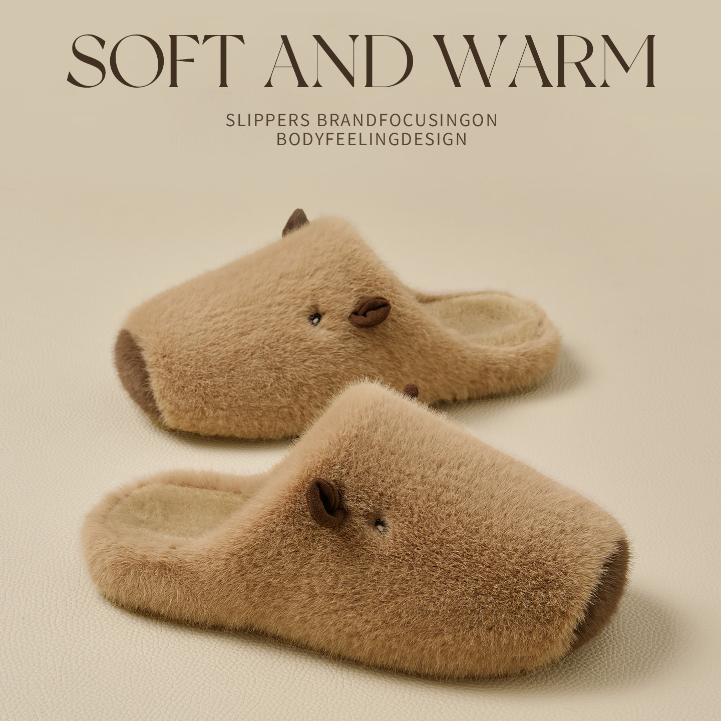 卡皮巴拉棉拖鞋女可爱秋冬保暖