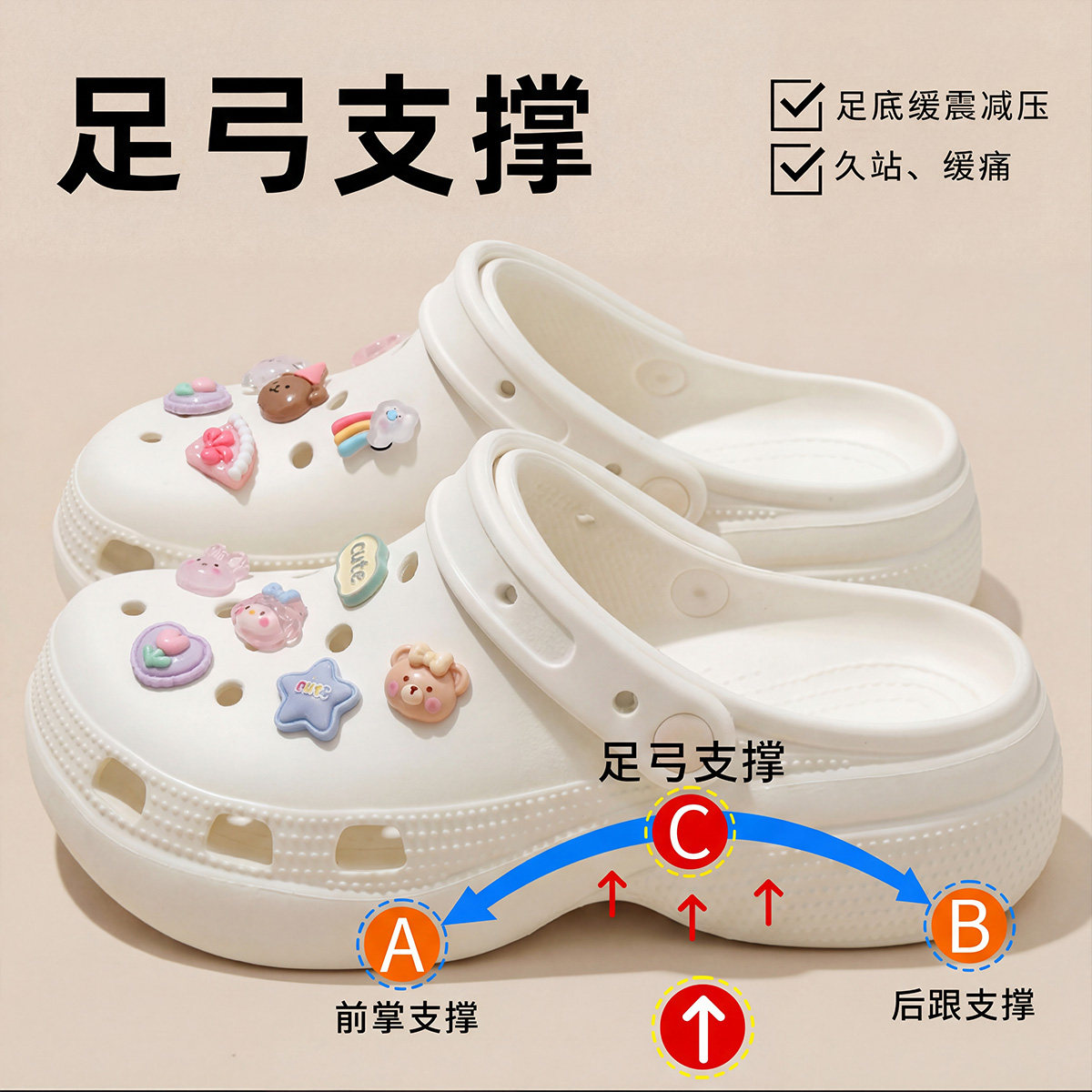 利达妮有足弓洞洞鞋女款2026新款包头沙滩防滑厚底凉鞋女夏季外穿