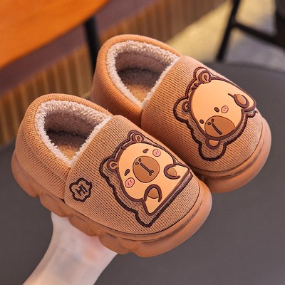 儿童卡皮巴拉棉拖鞋男童2025新款居家室内保暖青少年男孩毛拖鞋冬