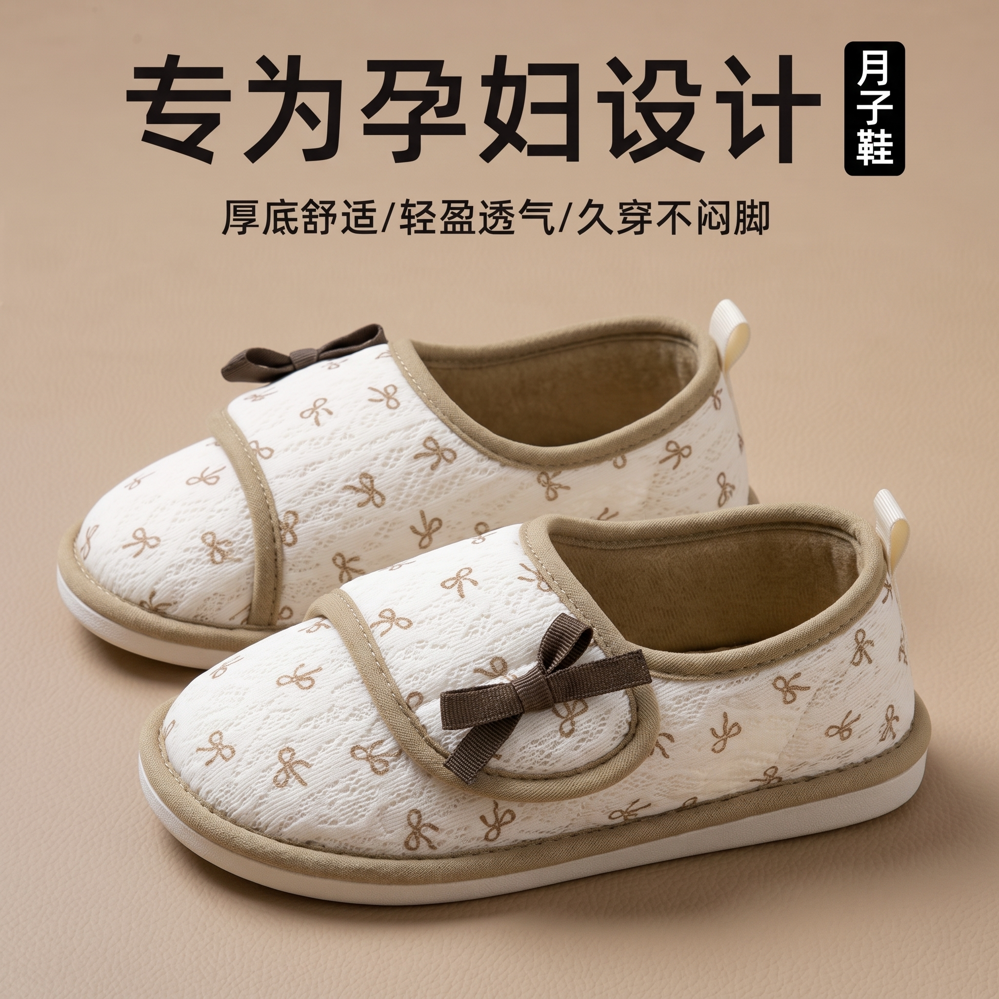 月子鞋春夏包跟四季789月份透气防滑防臭产后产妇孕妇棉拖鞋女款