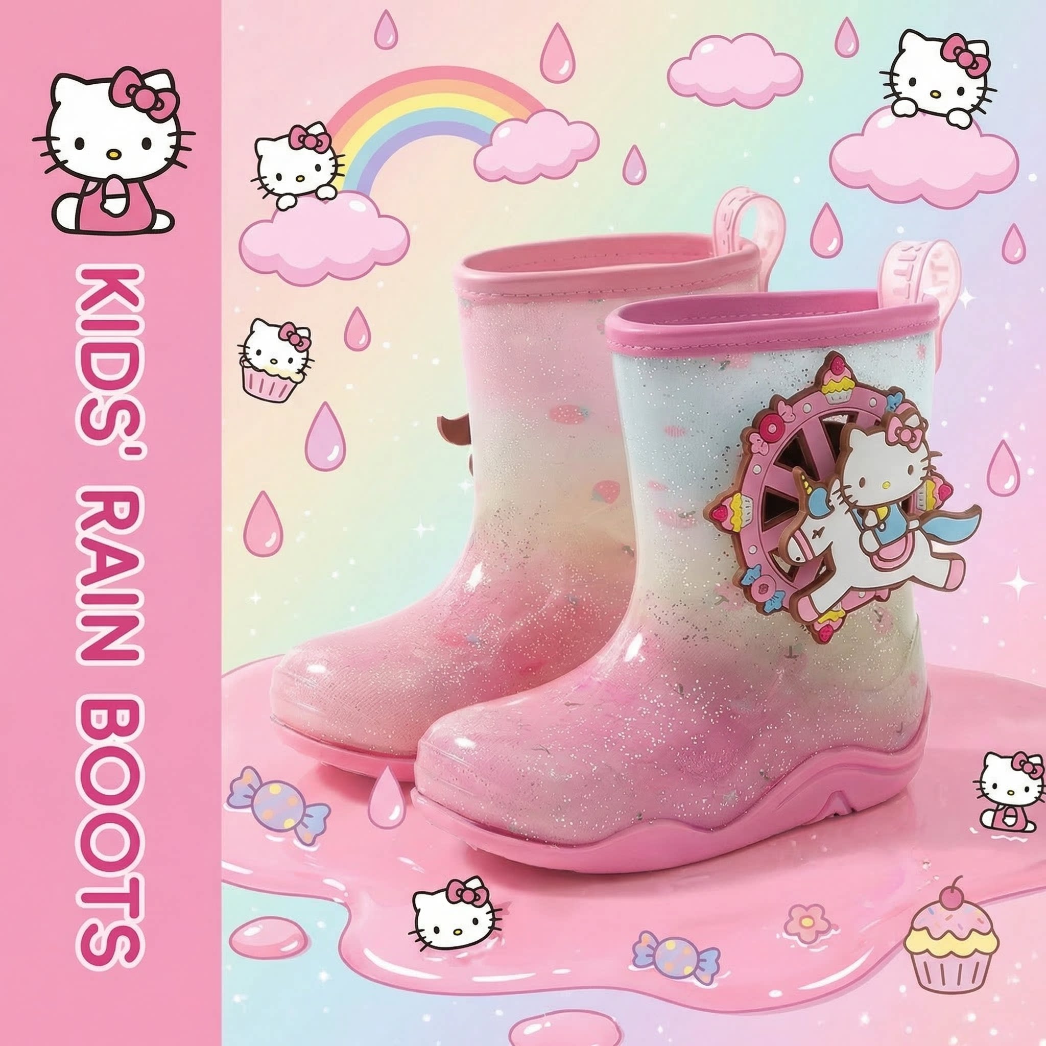 儿童雨鞋女孩2026新款宝宝雨靴女童专用小孩上学防水防滑水鞋束口