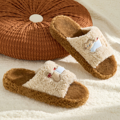 毛拖鞋女款2025新款冬室内居家厚底保暖防滑可爱外穿毛绒棉拖鞋女