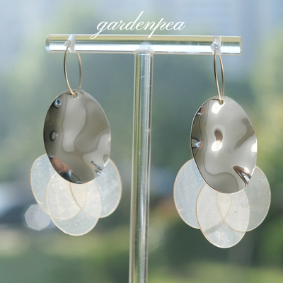 gardenpea原创贝壳片女手作耳圈